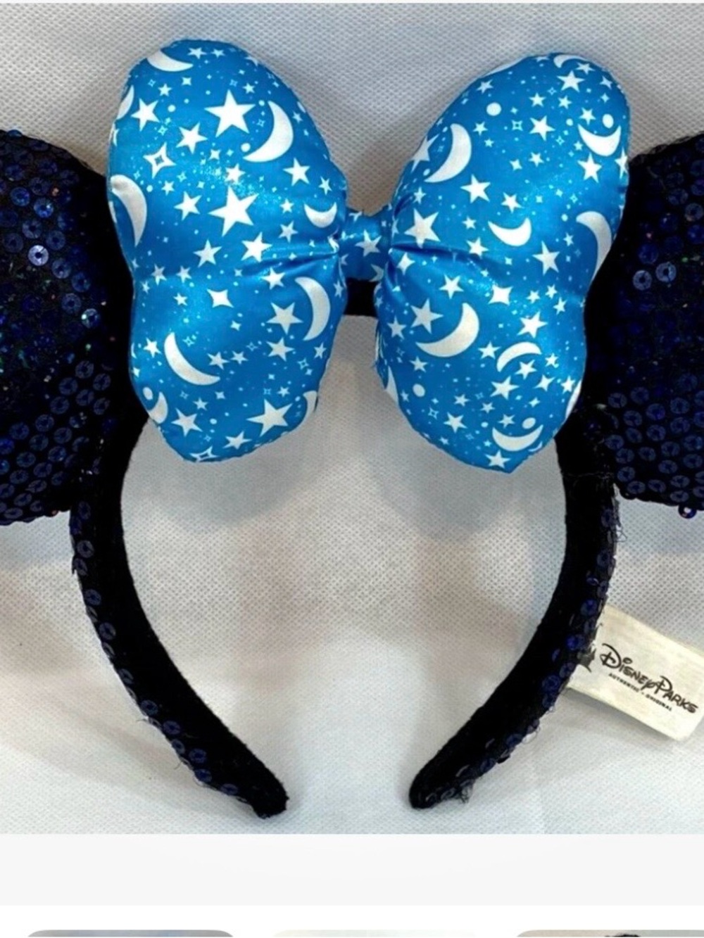 Disney Navy Sequin Ear Headband with Blue Moon & Star Bow